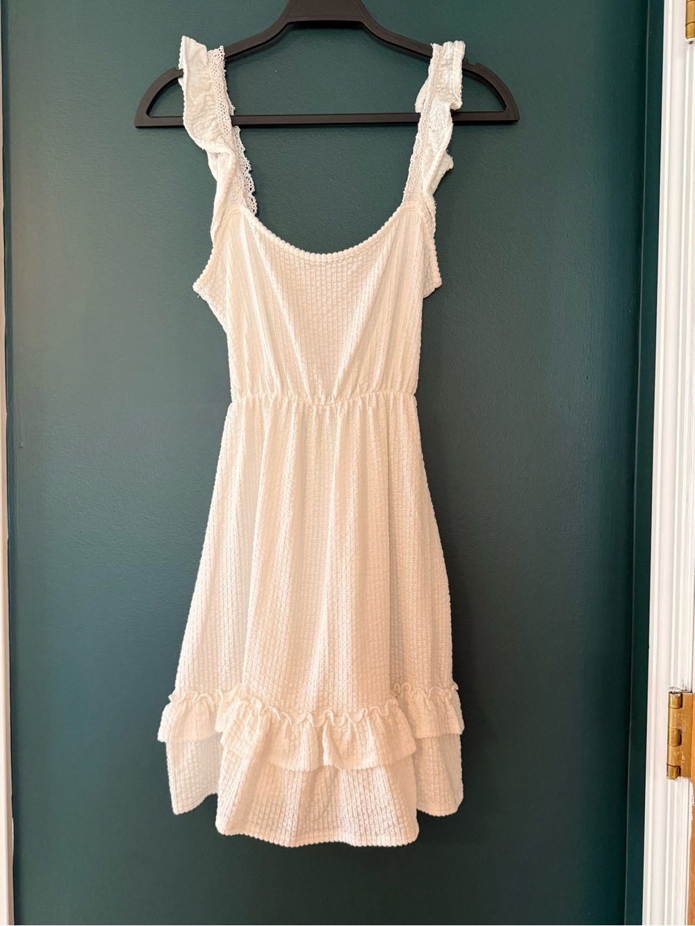 Caution To The Wind Cream Ruffled Mini Dress